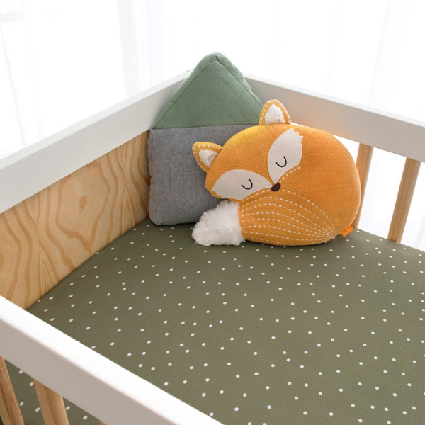 Living Textiles Cot Fitted Sheets 2pk Forest Retreat/Olive Dots