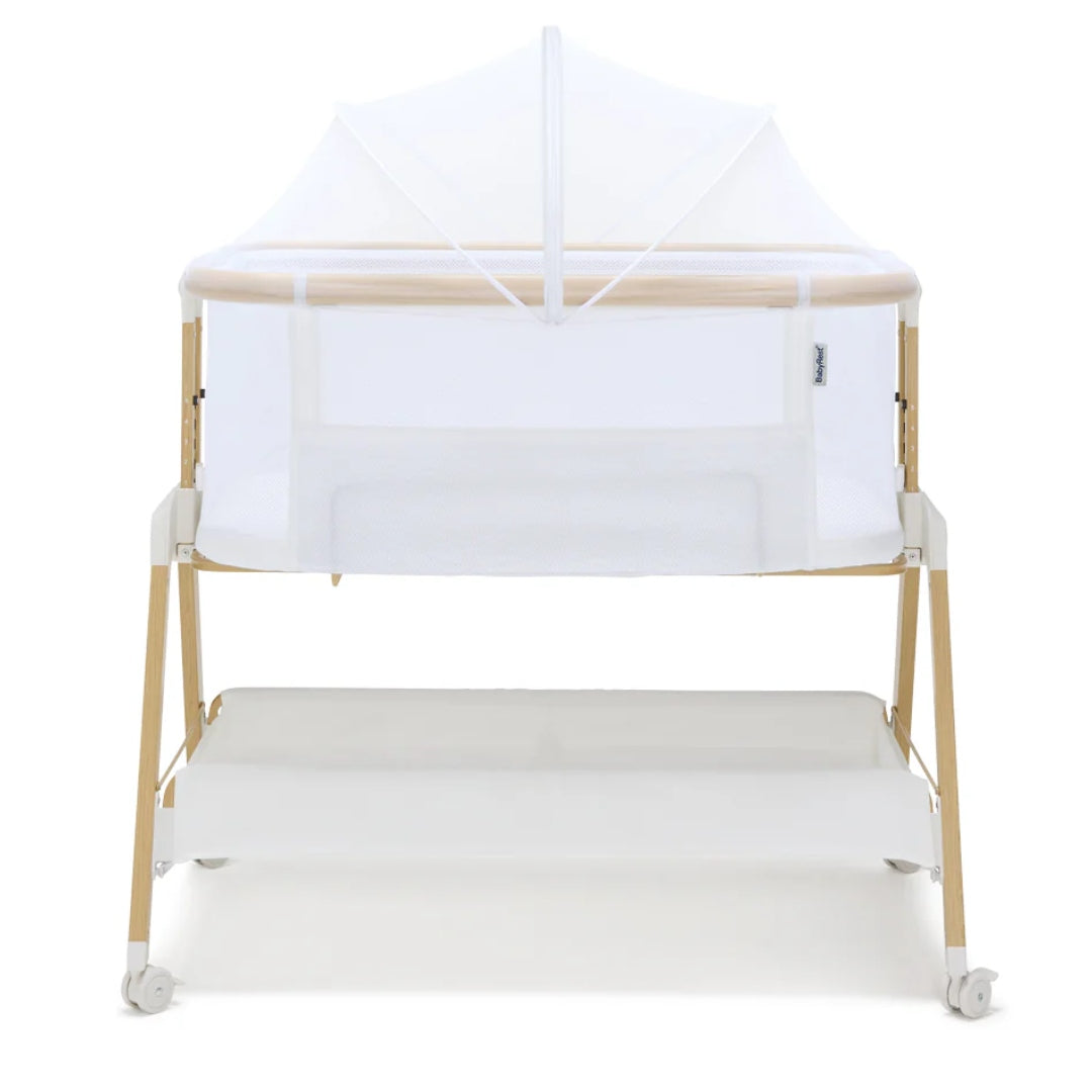 BabyRest Alfie2 Bedside Bassinet White/Natural