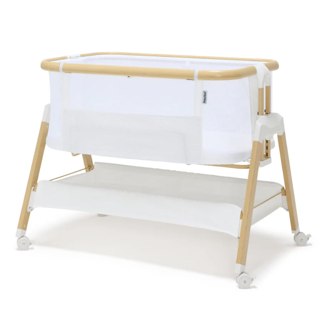 BabyRest Alfie2 Bedside Bassinet White/Natural