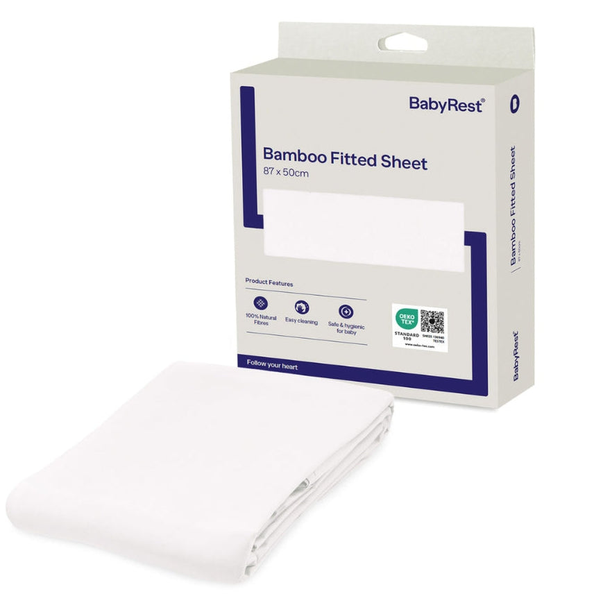 BabyRest Bamboo Cradle Fitted Sheet (87 x 50cm) White