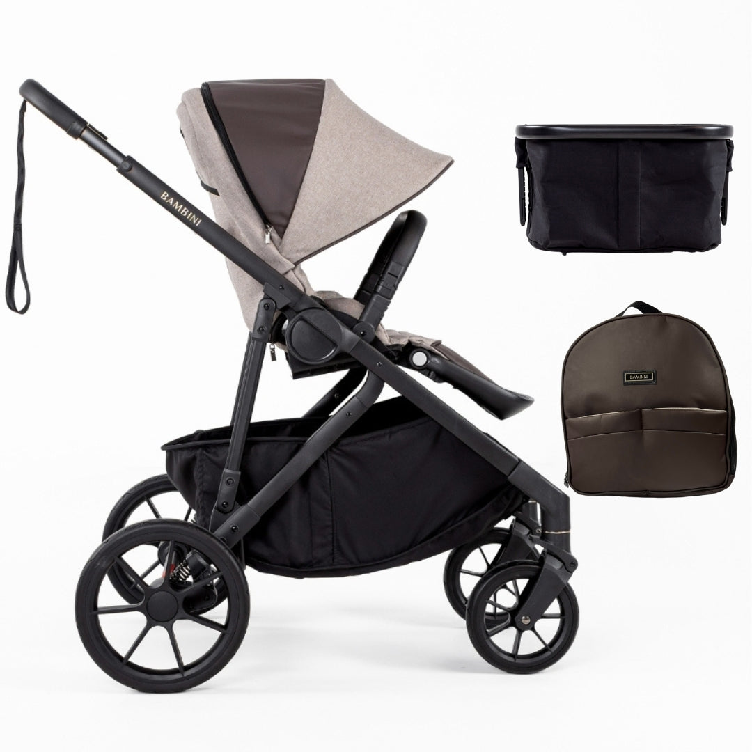 Bambini Prams Lisbon Mocha/Tan/Black Single Pram