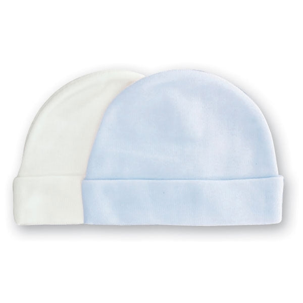 Playette Bamboo NewBorn Caps 2Pack Blue/White