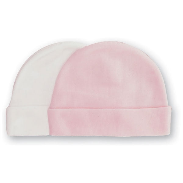 Playette Bamboo Newborn Caps 2Pack Pink/White