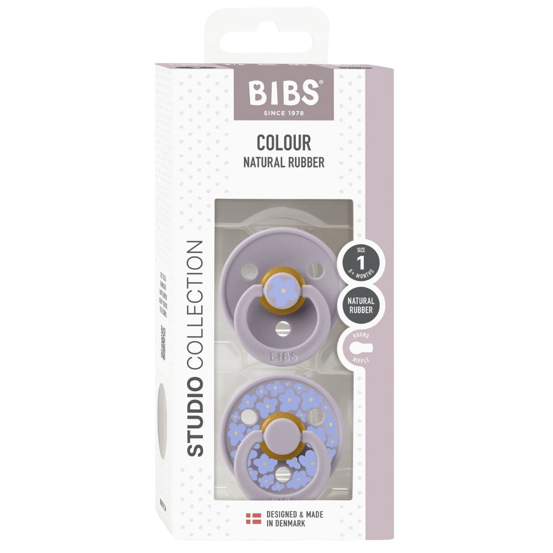 BIBS Dummy Studio Collection Round 2pk Jasmine Fossil Grey Mix Size 1