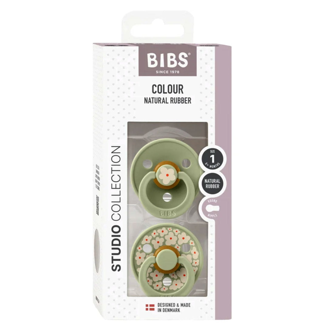 BIBS Dummy Studio Collection Round 2pk Jasmine Sage Mix Size 1