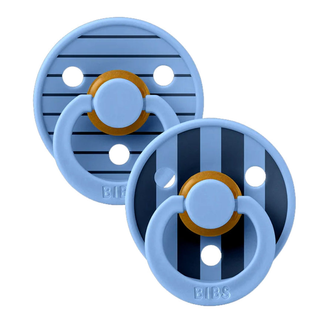 BIBS Dummy Studio Collection Round 2pk Pin Sky Blue Mix Size 2