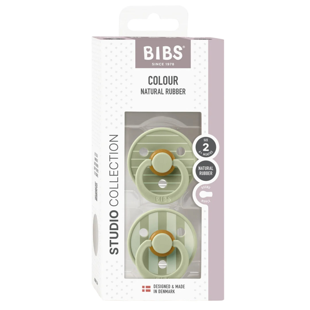 BIBS Dummy Studio Collection Round 2pk Pin Sage Mix Size 2