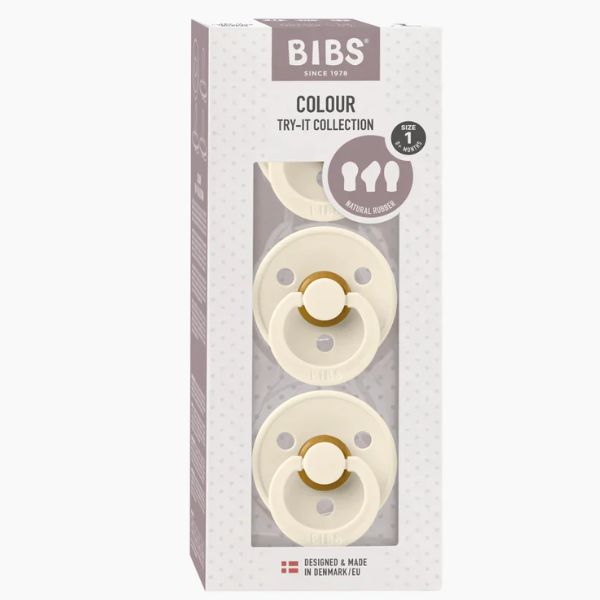 BIBS Try-it 3 Pack Pacifiers Ivory
