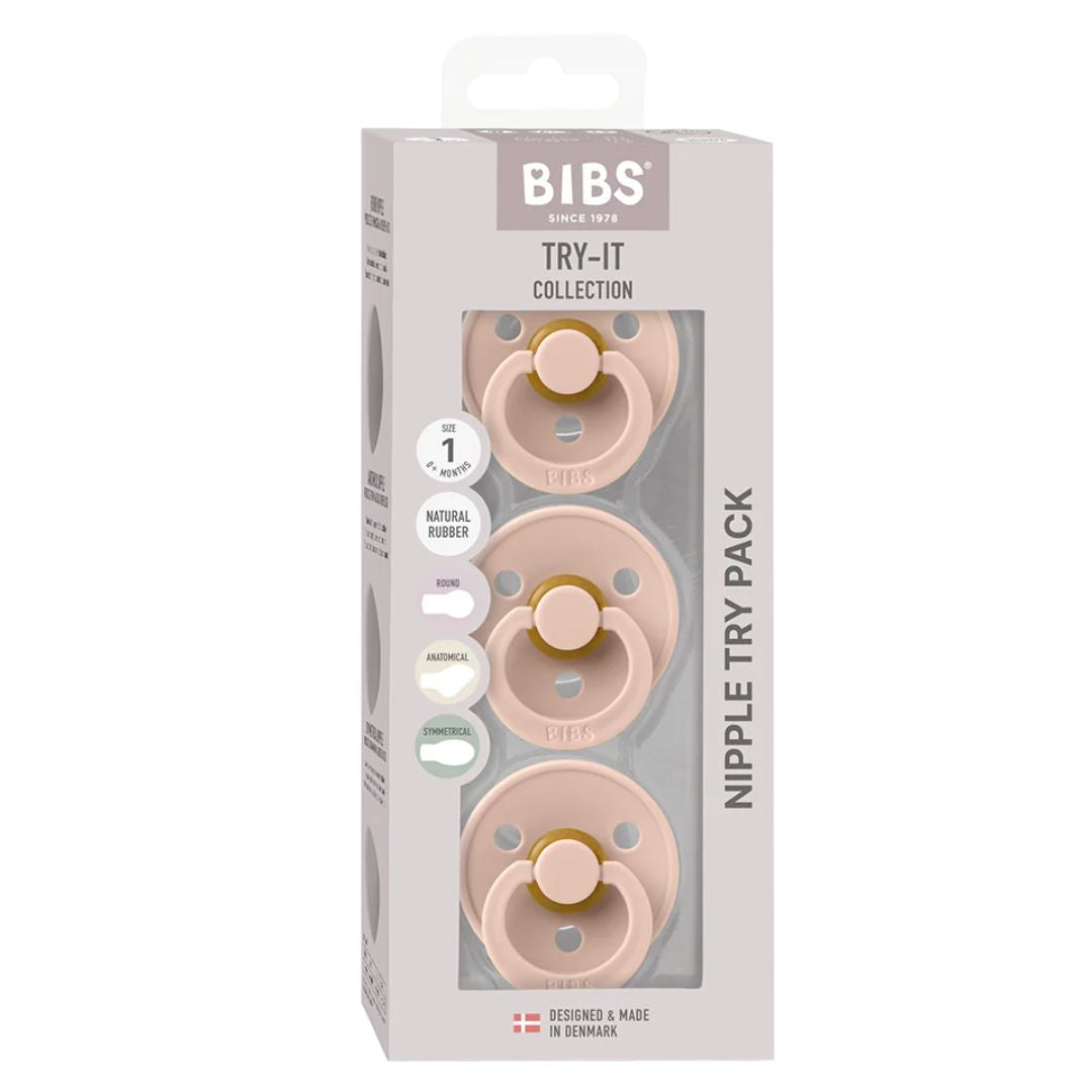 BIBS Try-it 3 Pack Pacifiers Blush