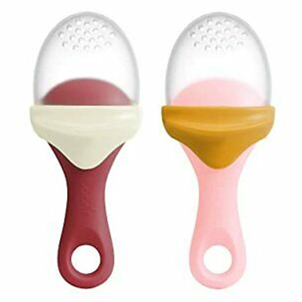 Boon Pulp Silicone Feeder Orange & Pink/White & Mauve (2pk)