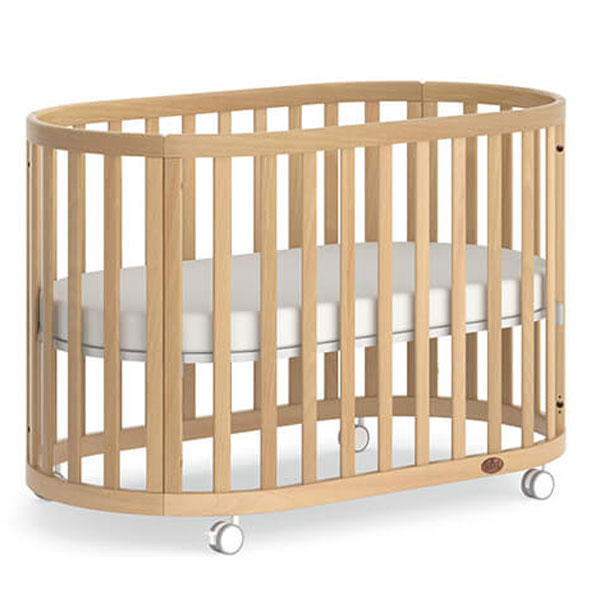 Boori Eden Oval Cot Bed v22 Beech + Oval Pocket Spring Mattress
