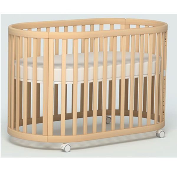 Boori Eden Oval Cot Bed v22 Beech + Oval Pocket Spring Mattress