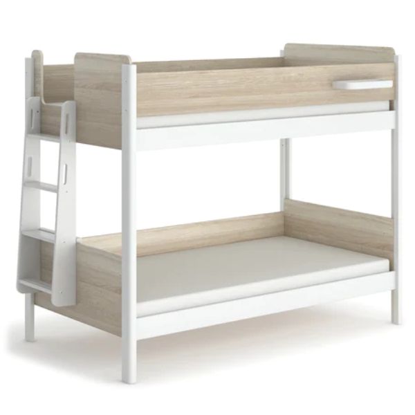 Boori Kids Natty King Single Bunk Bed with Ladder Barley White / Oak