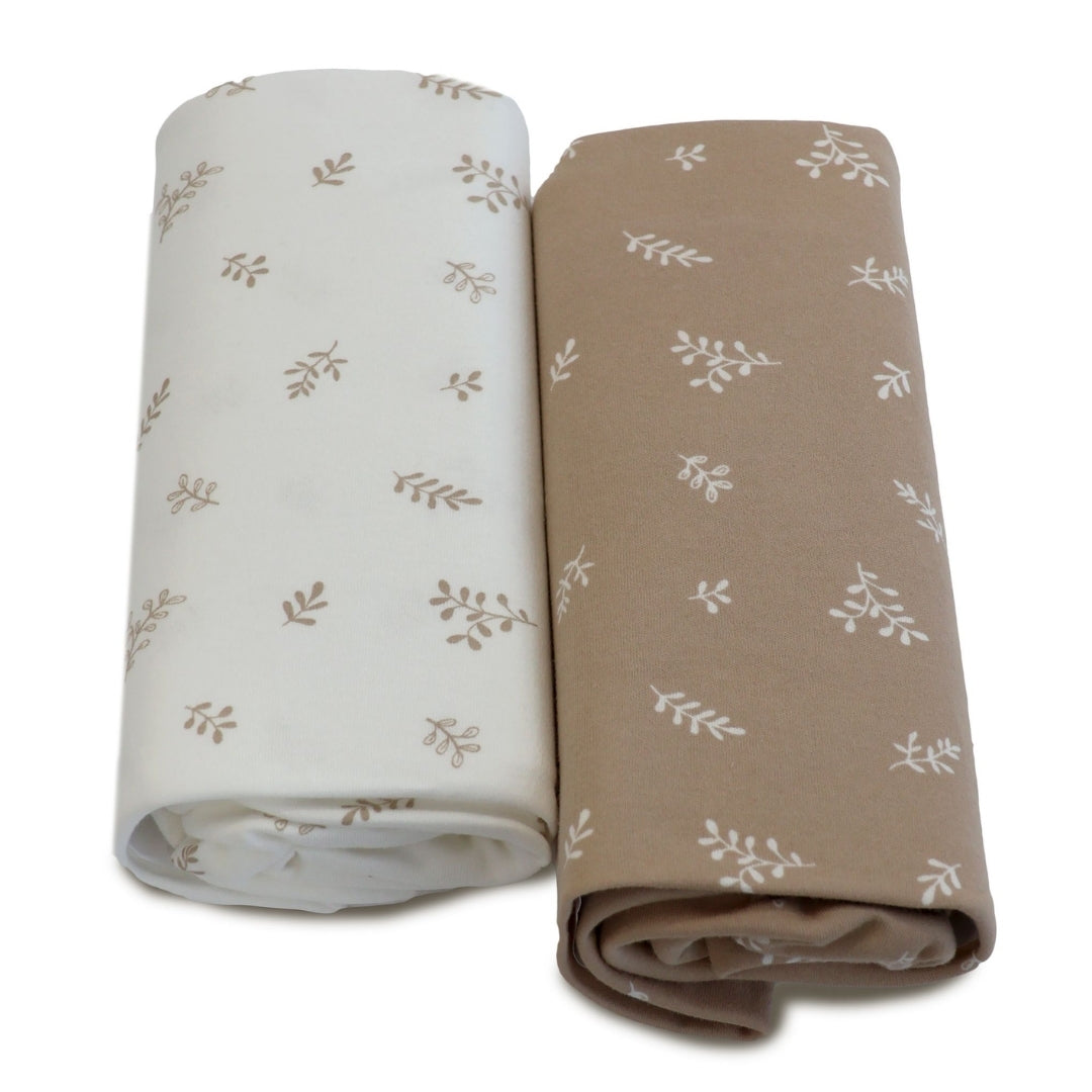 Bubba Blue Organic Cotton Co-Sleeper/Bedside Bed Fitted Sheets 2 Pack Chestnut