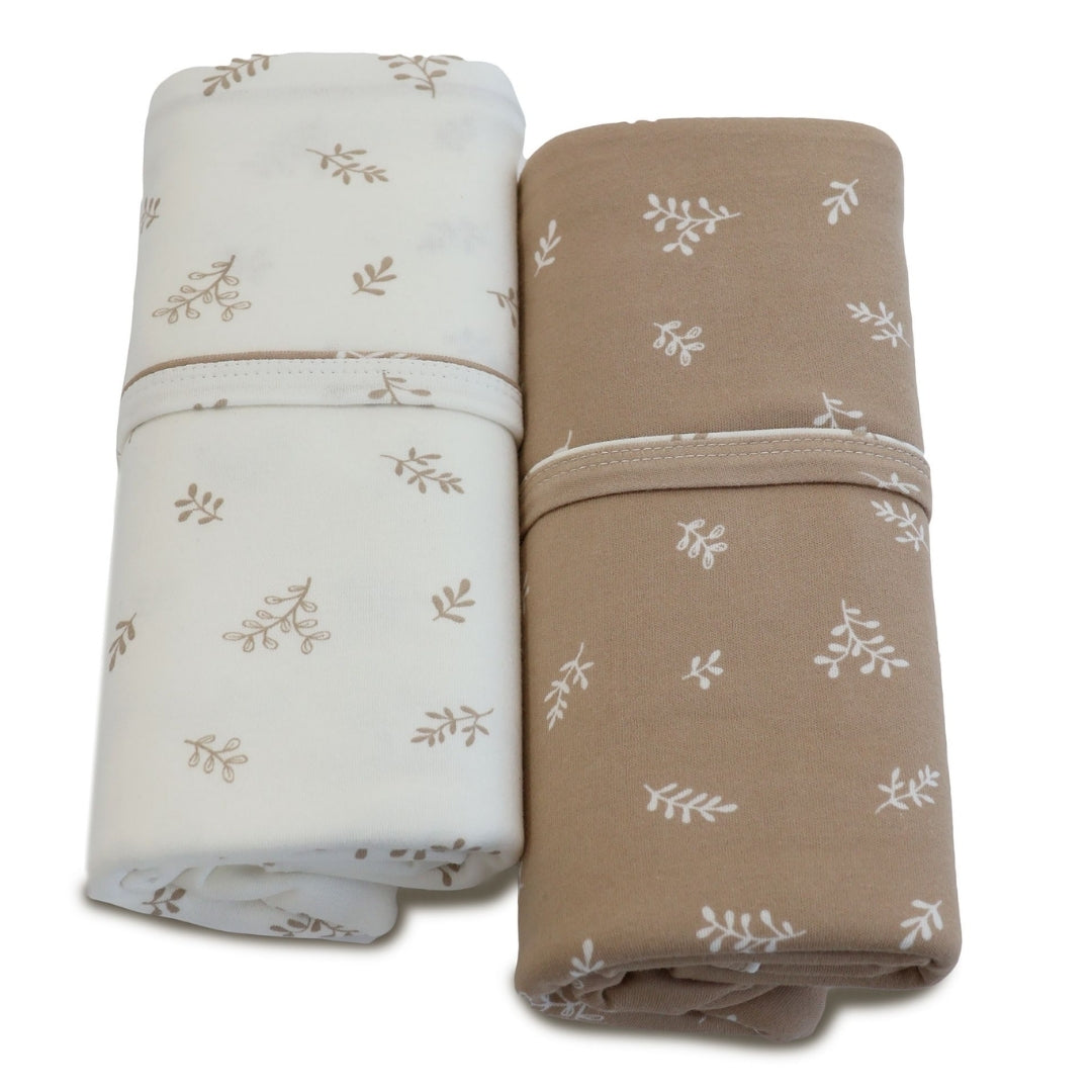 Bubba Blue Organic Cotton Jersey Wraps 2pk Chestnut