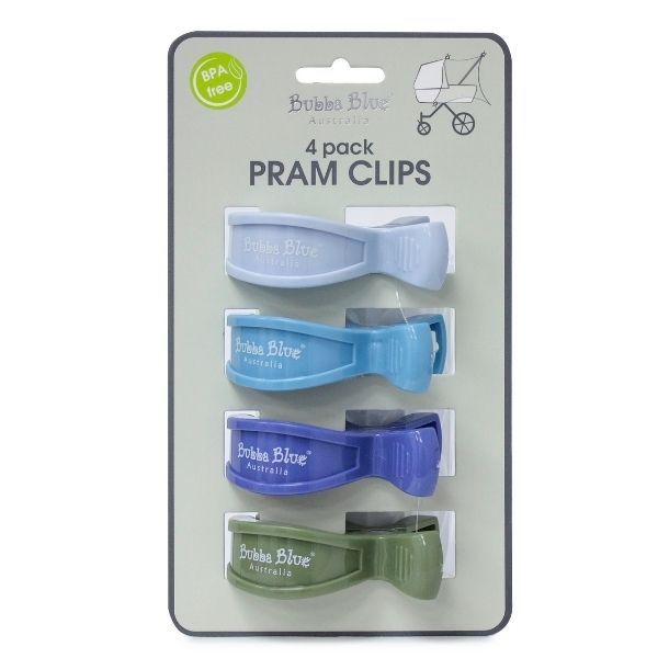 Bubba Blue Pram Clips Boy 4pk - Dusty Blue/Teal/Navy/Pesto