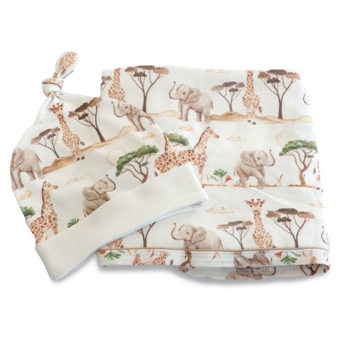 Bubba Blue Adventure Jersey Swaddle & Beanie Set