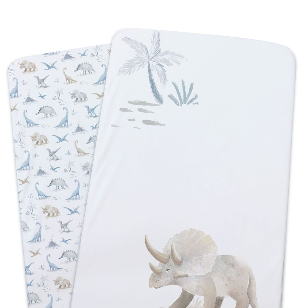 Bubba Blue Jurassic Bamboo Jersey Bedside Sleeper Fitted Sheets 2 Pack