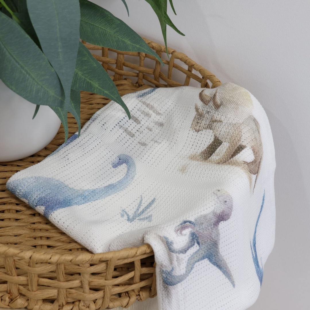 Bubba Blue Jurassic Cellular Blanket Digital Print