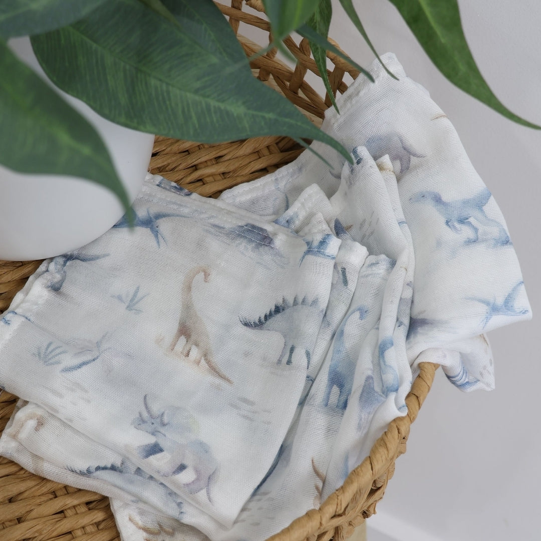 Bubba Blue Jurassic Bamboo Muslin Face Washers 6 Pack