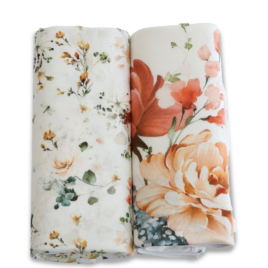 Bubba Blue Peonies Bamboo Jersey Wraps 2 Pack