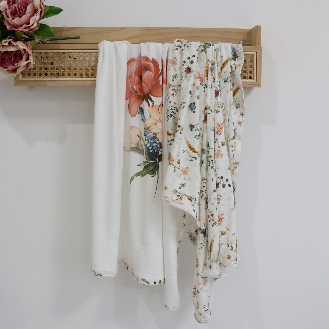 Bubba Blue Peonies Bamboo Jersey Wraps 2 Pack