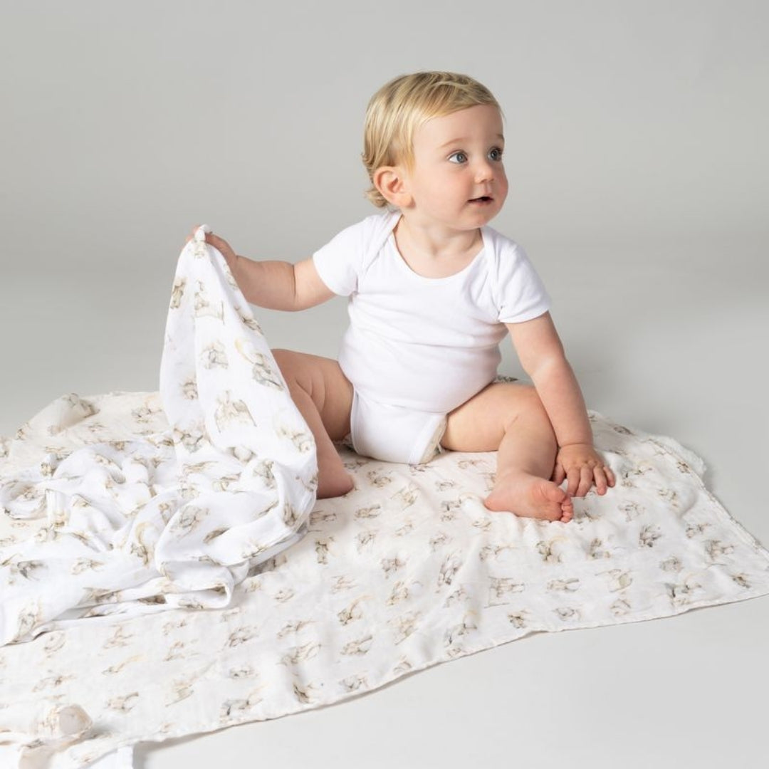 Bubba Blue Elephant Bedtime Muslin Wraps 3pk