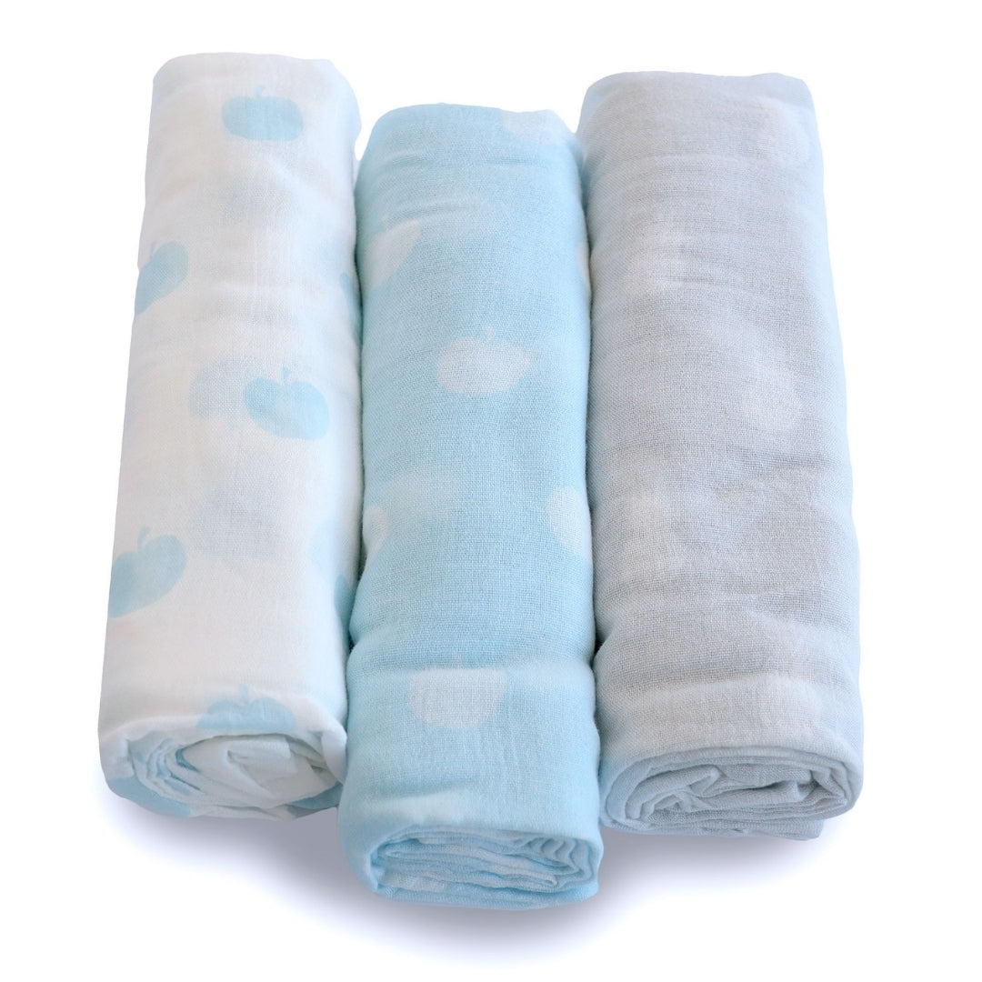 Bubba Blue Nordic Muslin Wrap 3pk Apple/Pineapple