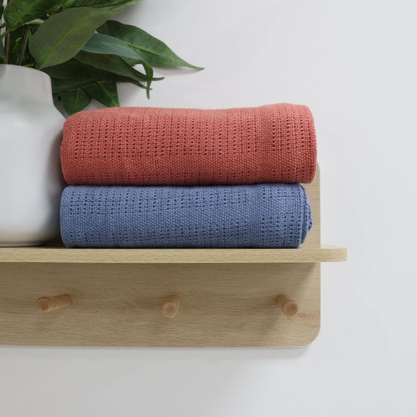 Bubba Blue Nordic Cellular Blanket Denim/Clay 2pk