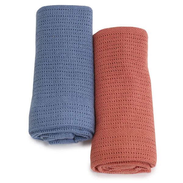 Bubba Blue Nordic Cellular Blanket Denim/Clay 2pk