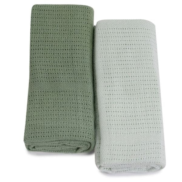 Bubba Blue Nordic Cellular Blanket Avocado/Forest 2pk