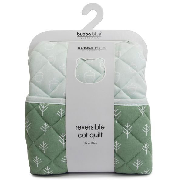 Bubba Blue Nordic Reversible Cot Quilt Avocado/Forest