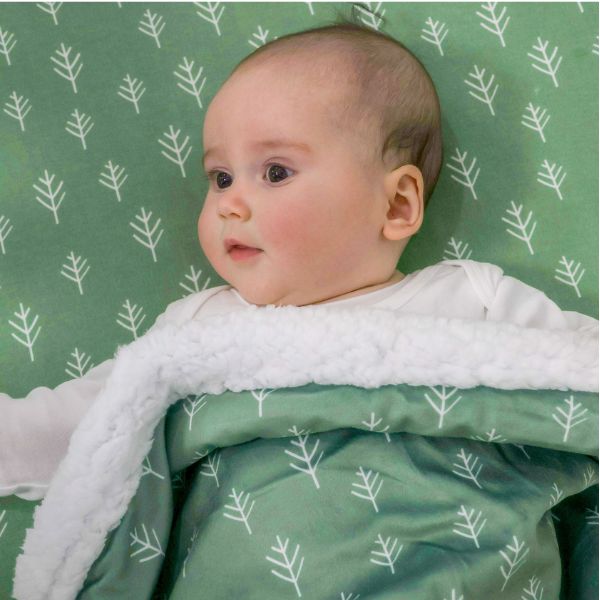 Bubba Blue Nordic Velour Cuddle Blanket with Fleece Lining Avocado/Forest