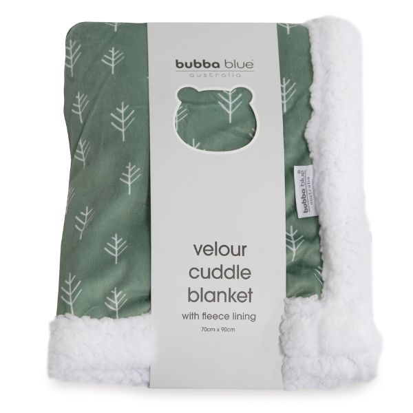 Bubba Blue Nordic Velour Cuddle Blanket with Fleece Lining Avocado/Forest