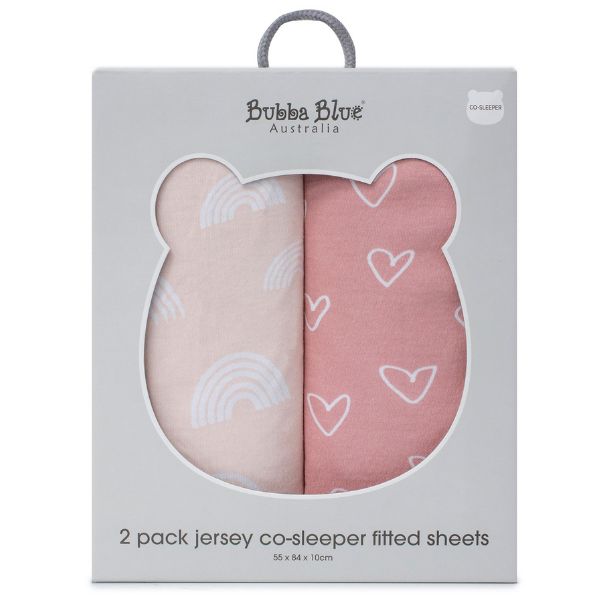 Bubba Blue Nordic Jersey Co-sleeper Fitted Sheets Dusty Berry/Rose 2pk