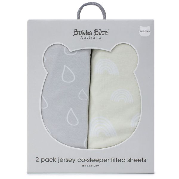 Bubba Blue Nordic Jersey Co-sleeper Fitted Sheets Grey/Sand 2pk