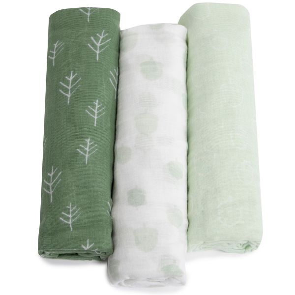 Bubba Blue Nordic Muslin Wrap Avocado/Forest 3pk