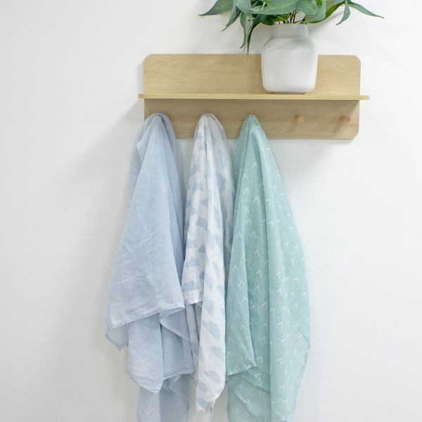 Bubba Blue Nordic Muslin Wrap 3pk Dusty Sky/Mint