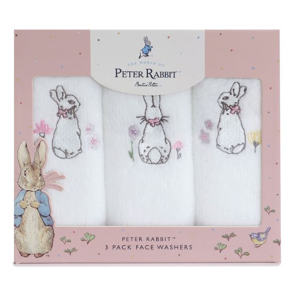 Bubba Blue Peter Rabbit New Adventure Face Washers 3Pk Pink