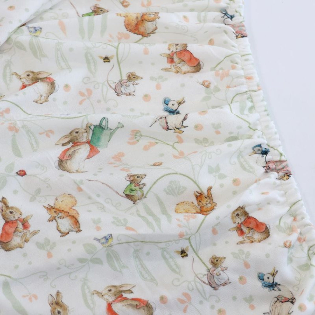Bubba Blue Peter Rabbit Bedside Sleeper Fitted Sheet Flopsy Mopsy & Cottontail