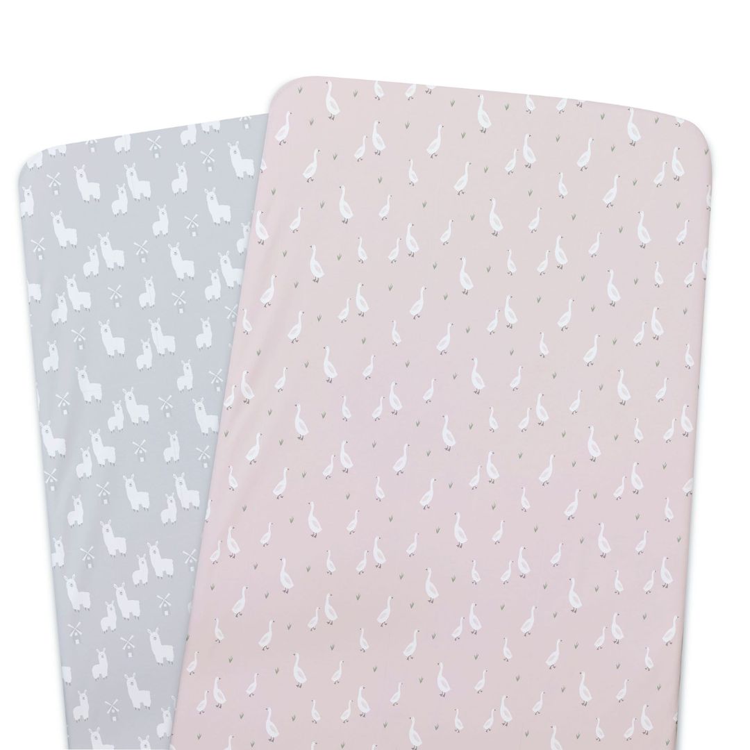 Bubba Blue Provincial Bedside Bed Fitted Sheets 2pk Blush/Grey