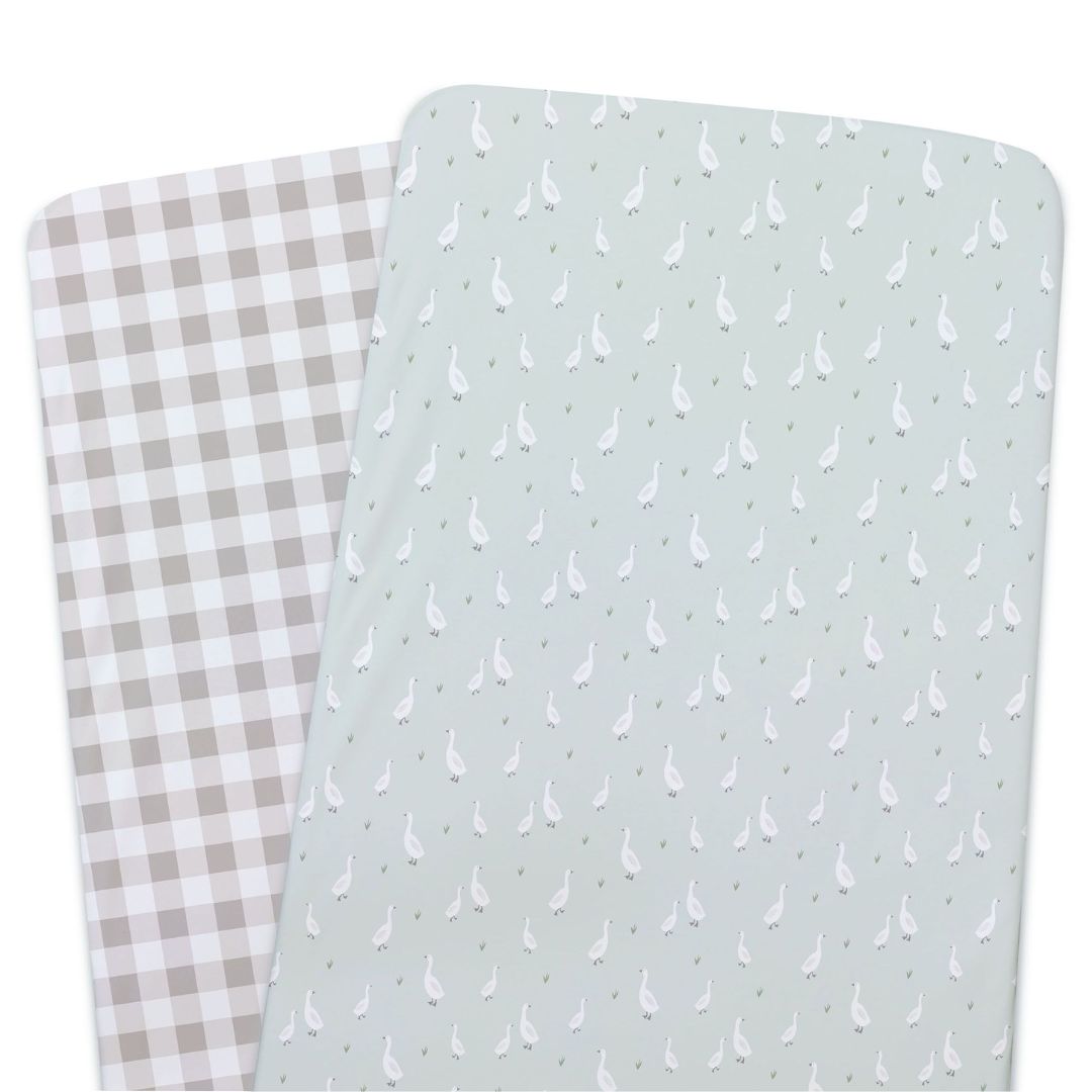 Bubba Blue Provincial Bedside Bed Fitted Sheets 2pk Olive/Taupe