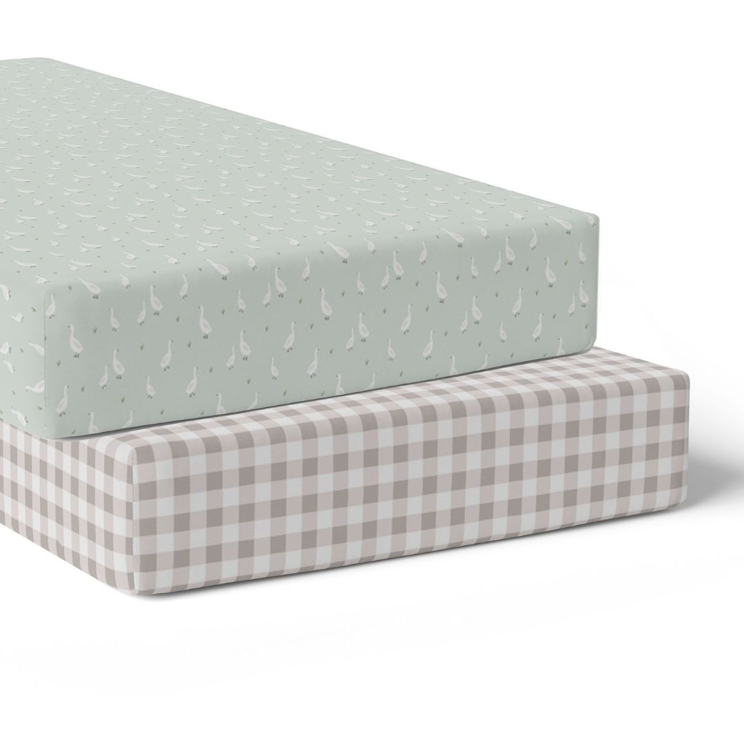 Bubba Blue Provincial Cot Fitted Sheets 2pk Olive/Taupe