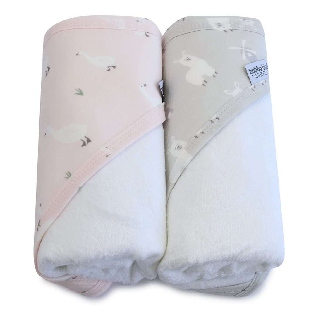 Bubba Blue Provincial Hooded Towels 2 Pack Blush/Grey