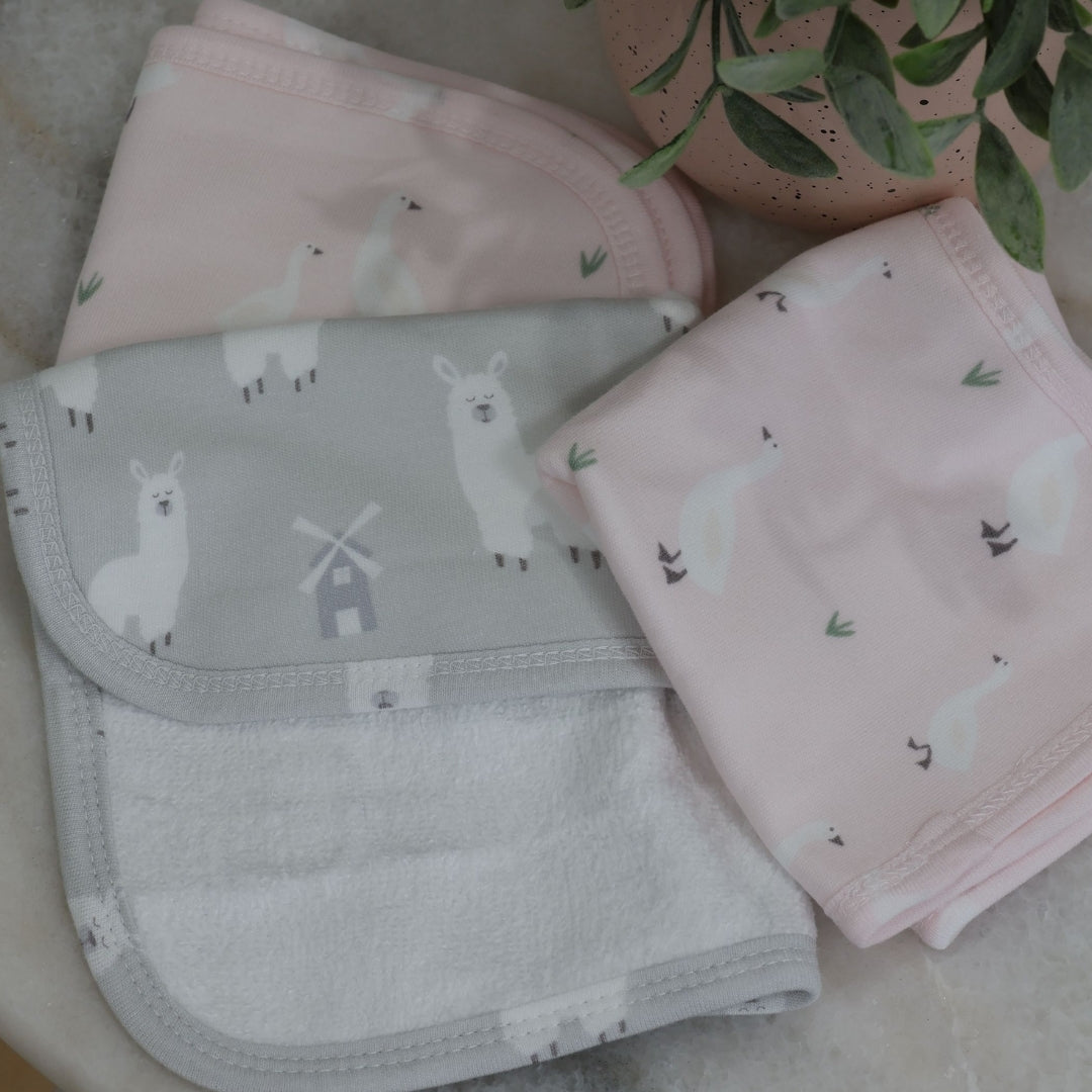 Bubba Blue Provincial Face Washers 3 Pack Blush/Grey