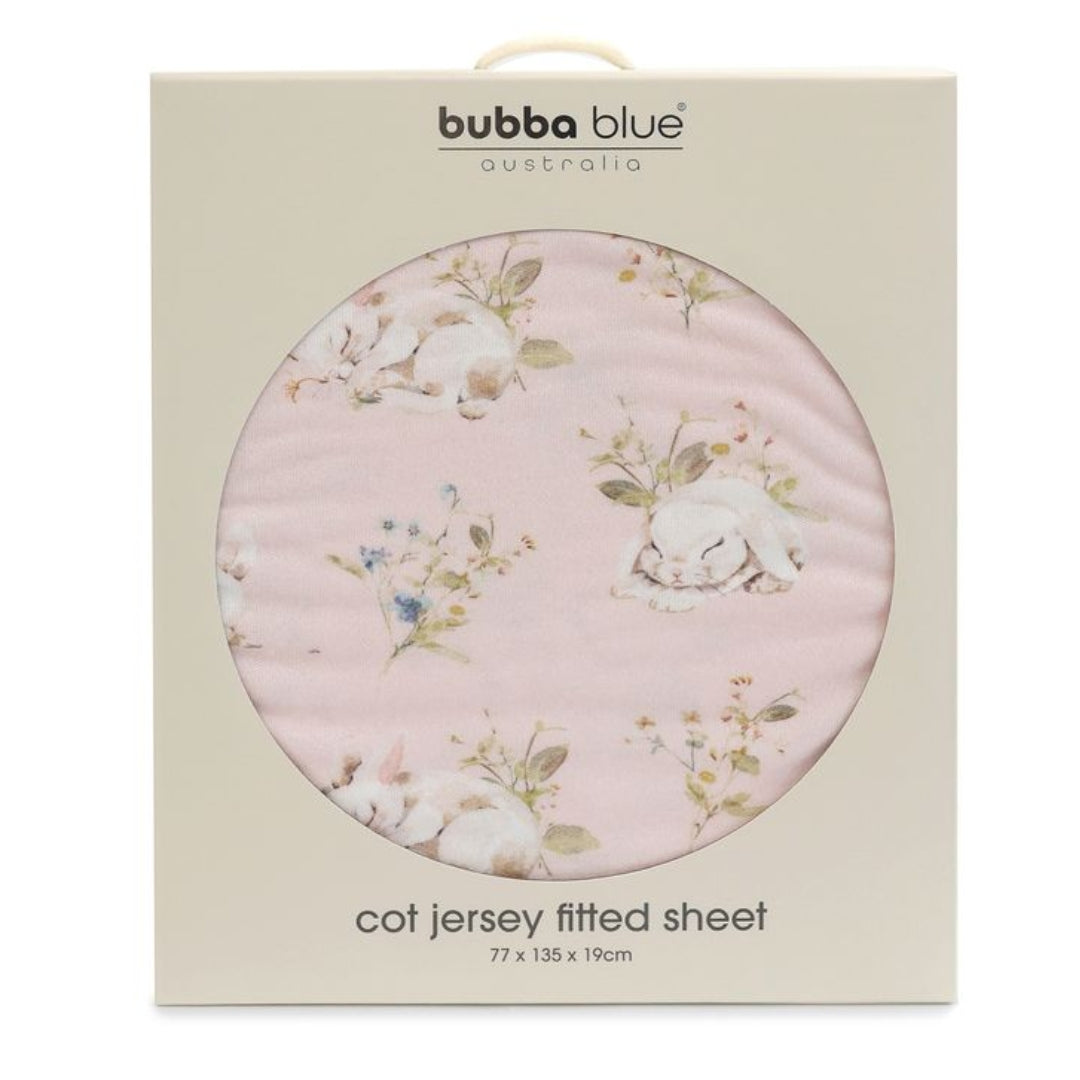 Bubba Blue Sleeping Bunny Jersey Cot Fitted Sheet