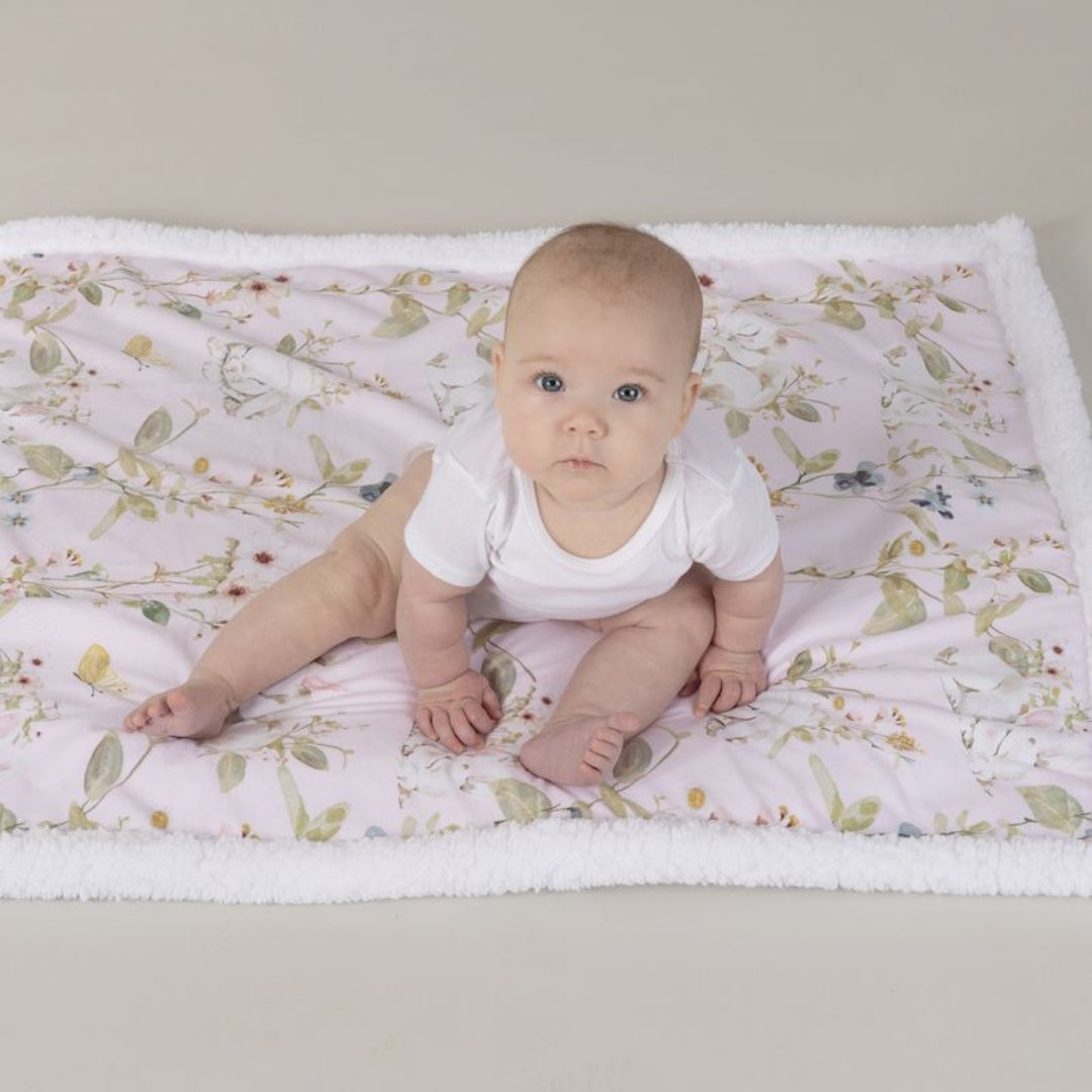 Bubba Blue Sleeping Bunny Reversible Fleece Cuddle Blanket