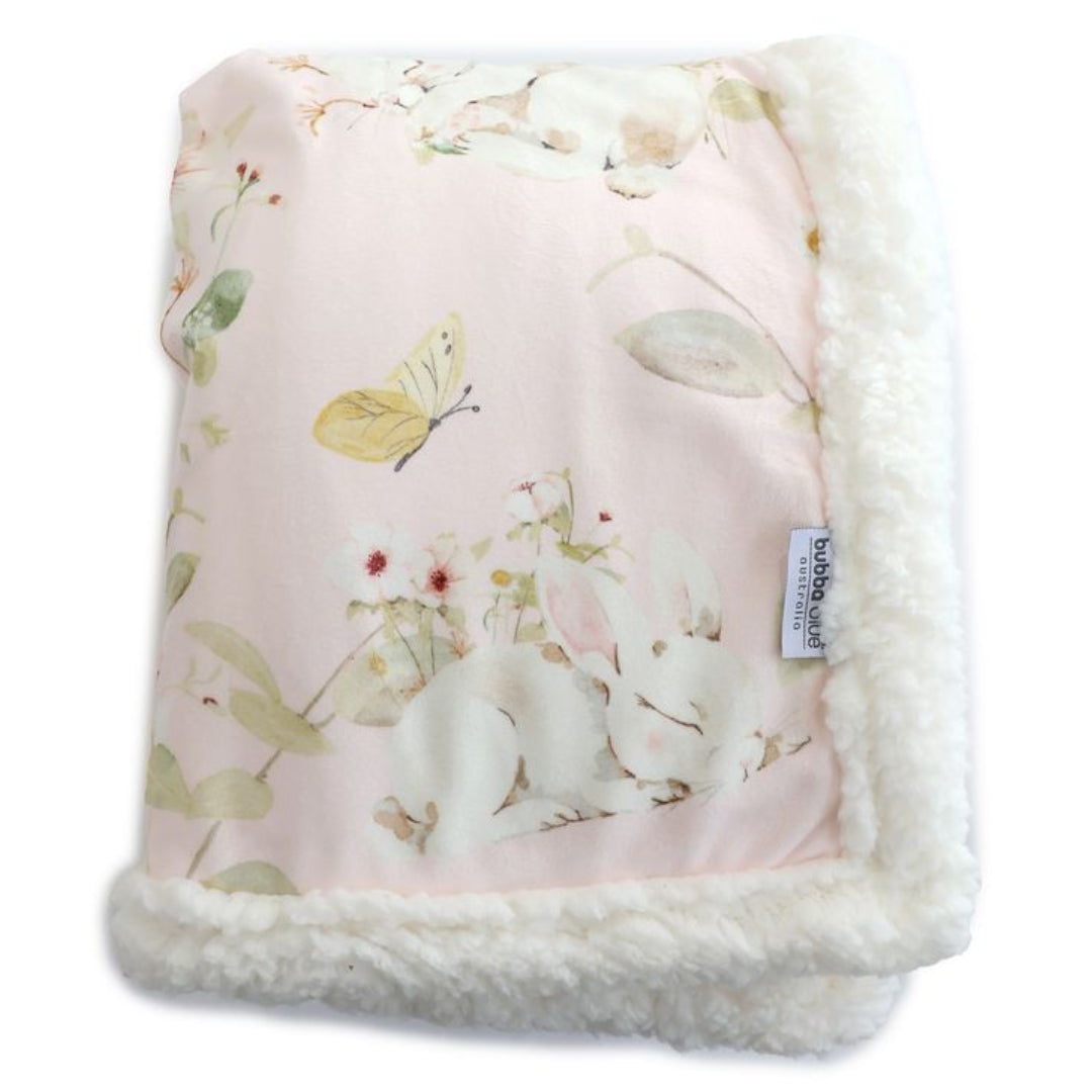 Bubba Blue Sleeping Bunny Reversible Fleece Cuddle Blanket