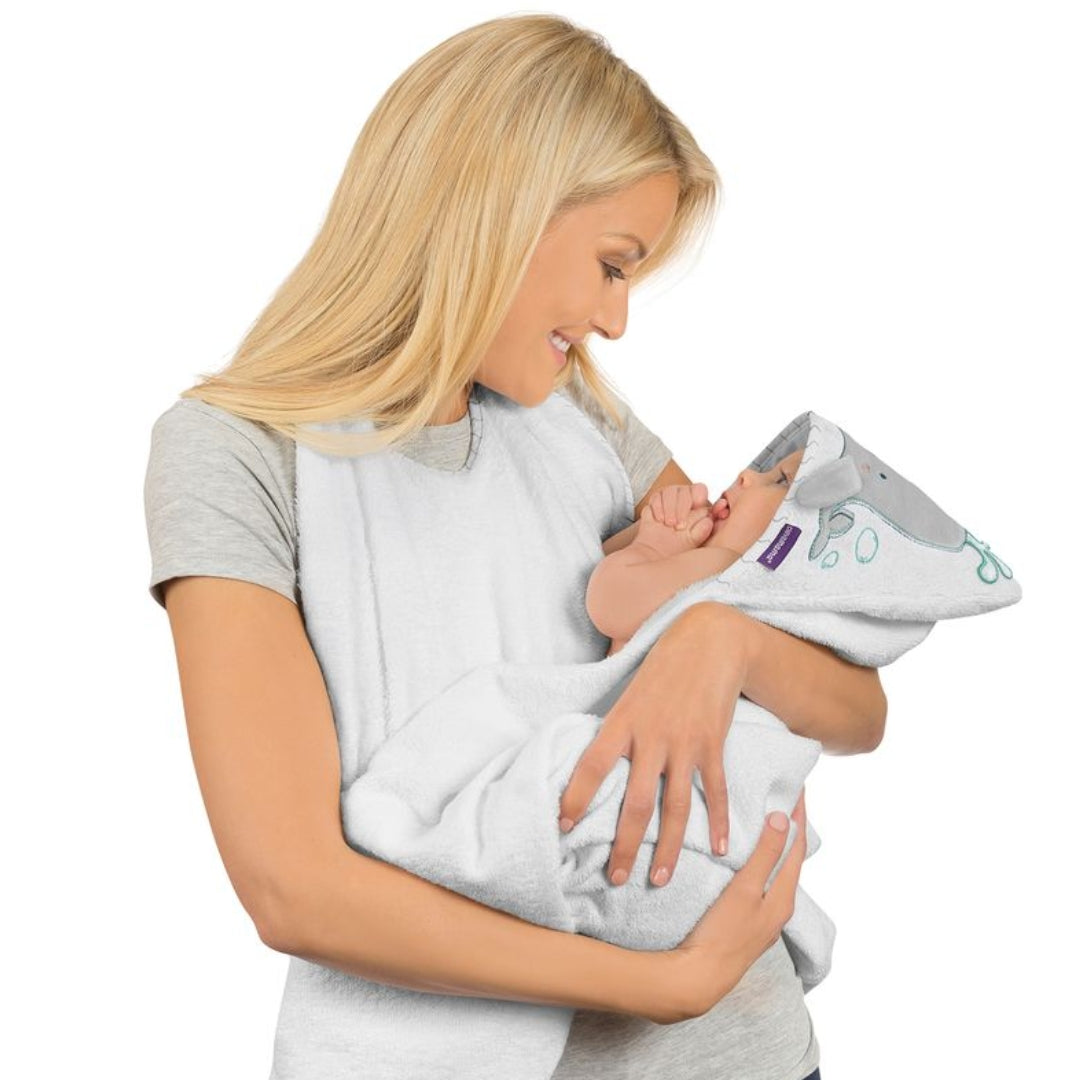 ClevaMama Bamboo Apron Bath Towel White/Grey