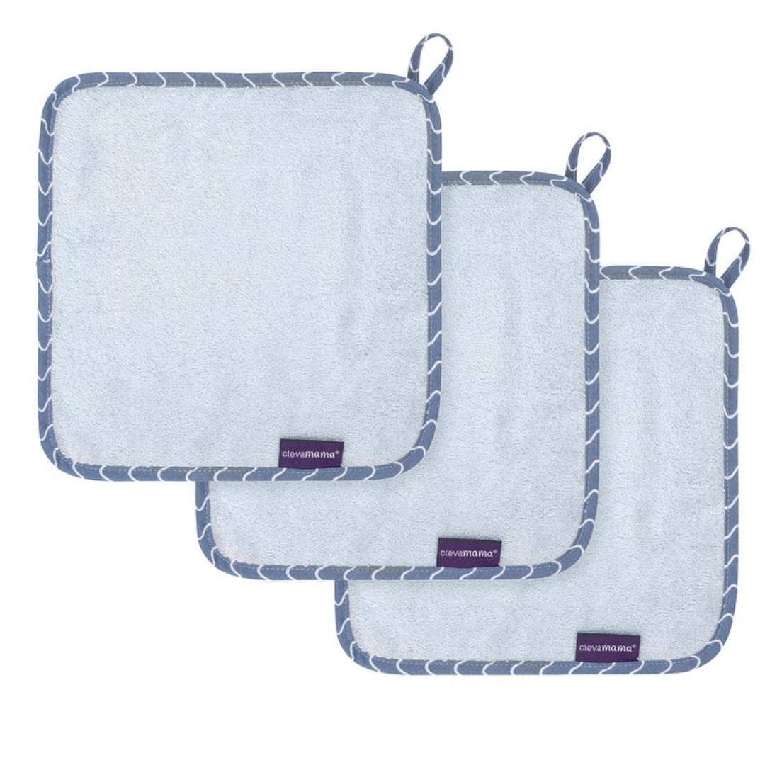 ClevaMama Bamboo Baby Washcloth Set 3pk Blue